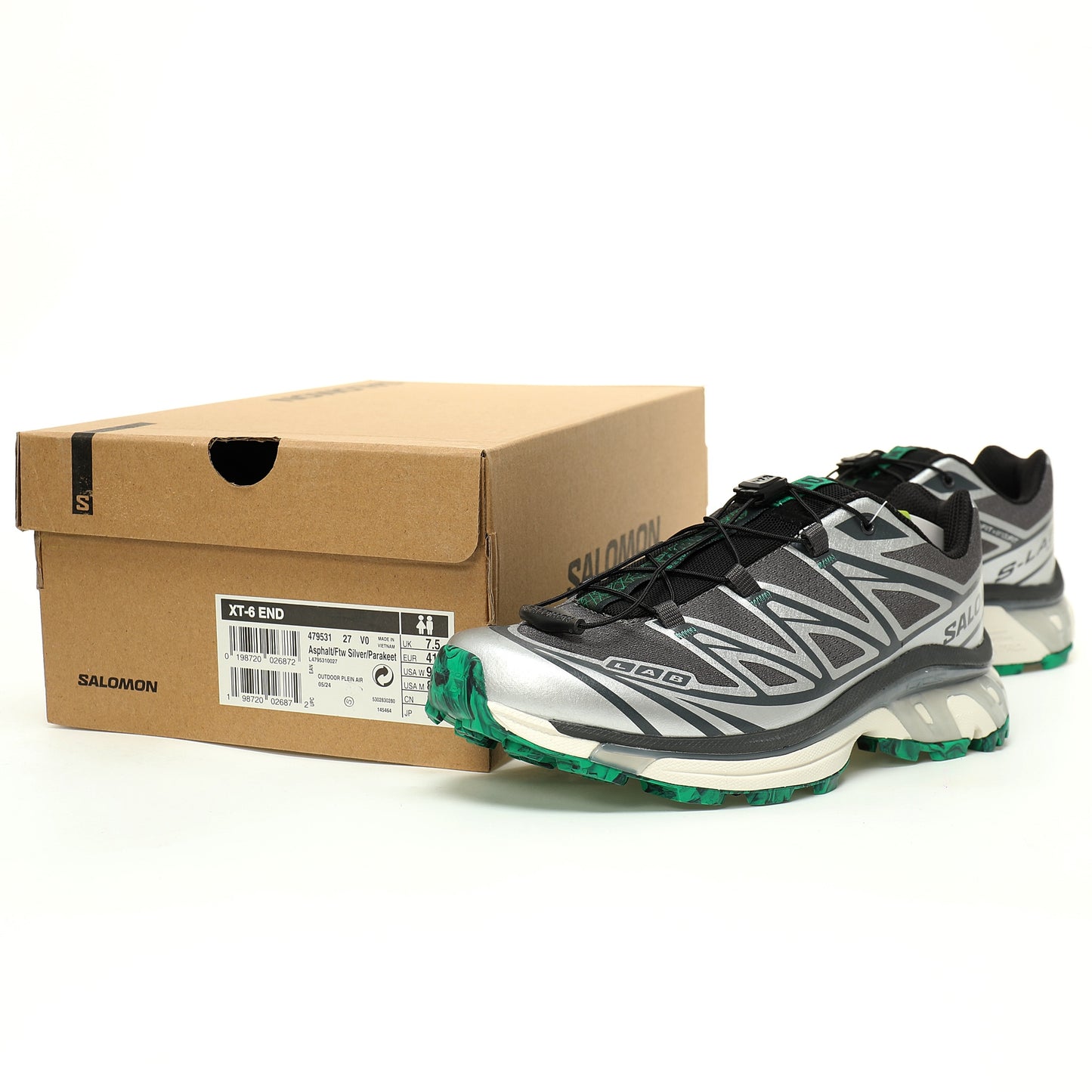 Salomon XT-6 GTX Outdoor Sports Shoes Collection Grey / Silver / Green