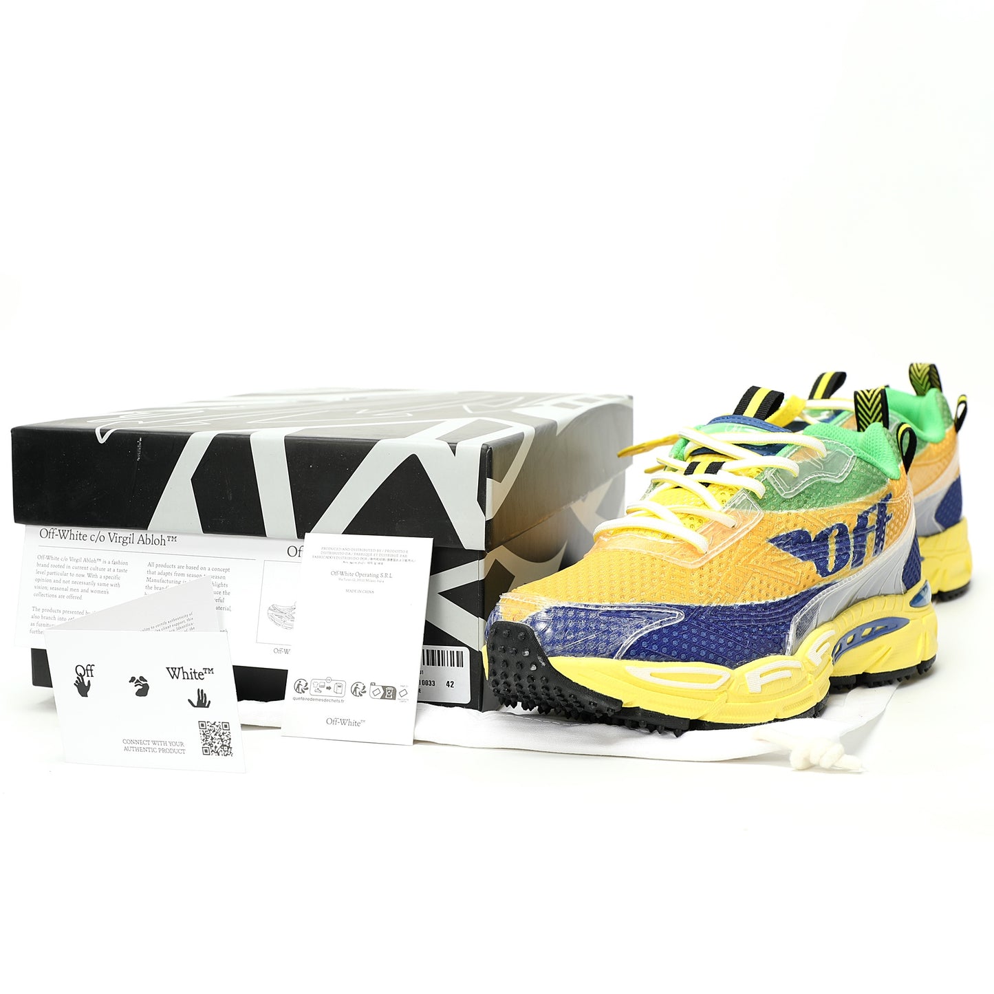 Off-White™ "Be Right Back" Sneaker — BRB Yellow / Blue / Green