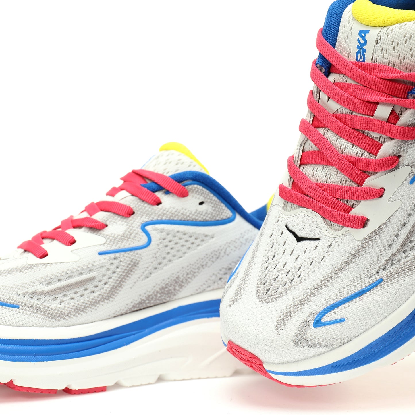 HOKA One One Clifton 9 Blue/White/Yellow/Pink