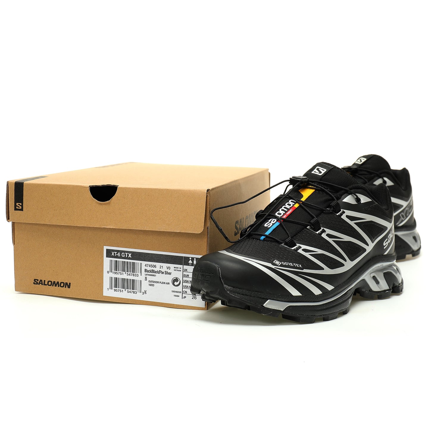 Salomon XT-6 GTX Outdoor Sports Shoes Collection   Black / Silver