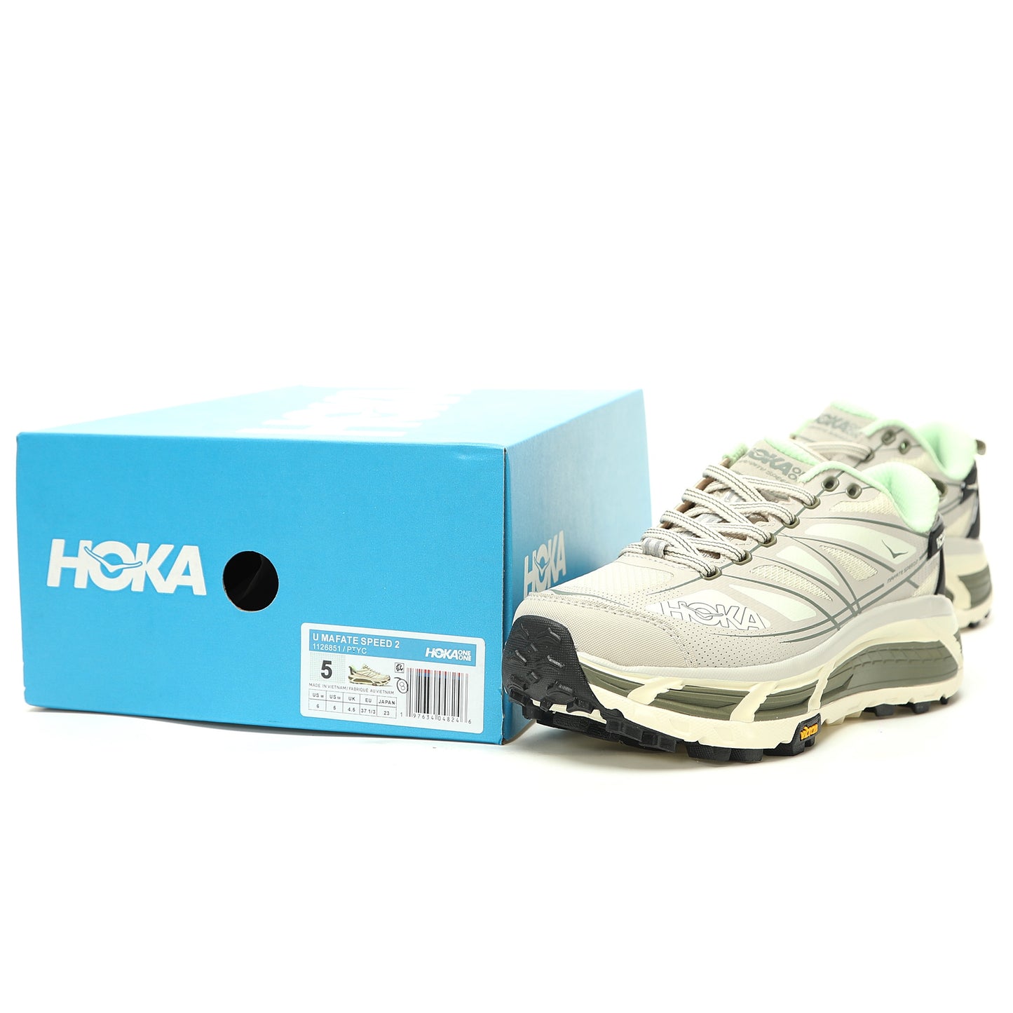 HOKA Mafate Speed 2 Low | Trail Running Shoes   Beige/Green