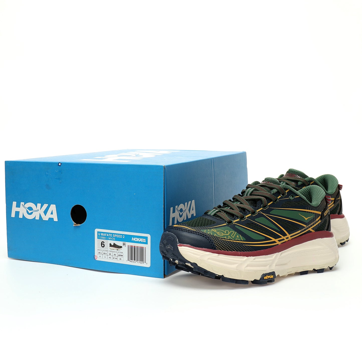 HOKA Mafate Speed 2 Low | Trail Running Shoes   Green / Red / Beige