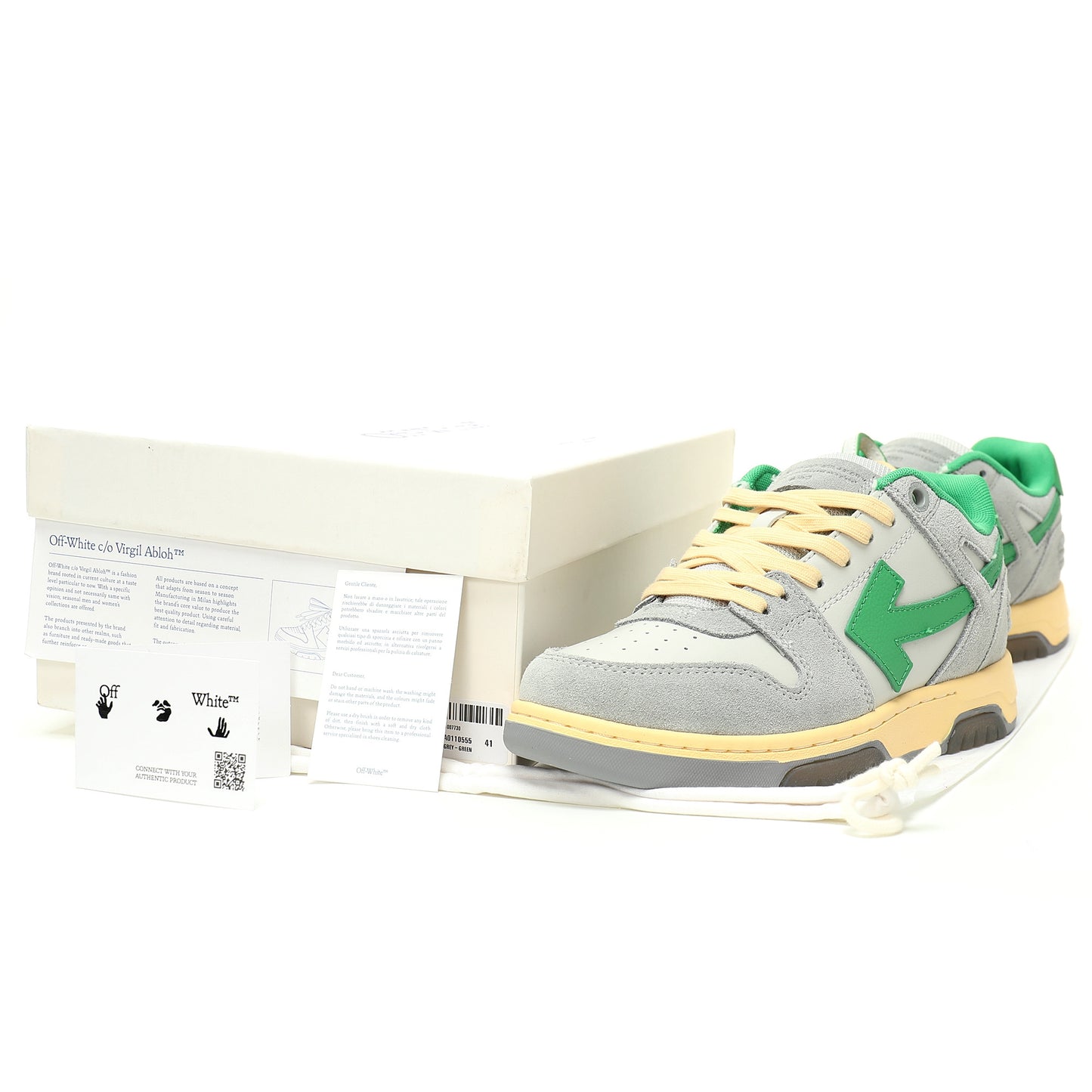 Off-White™ "Out Of Office" OOO Sneaker   Grey/Green