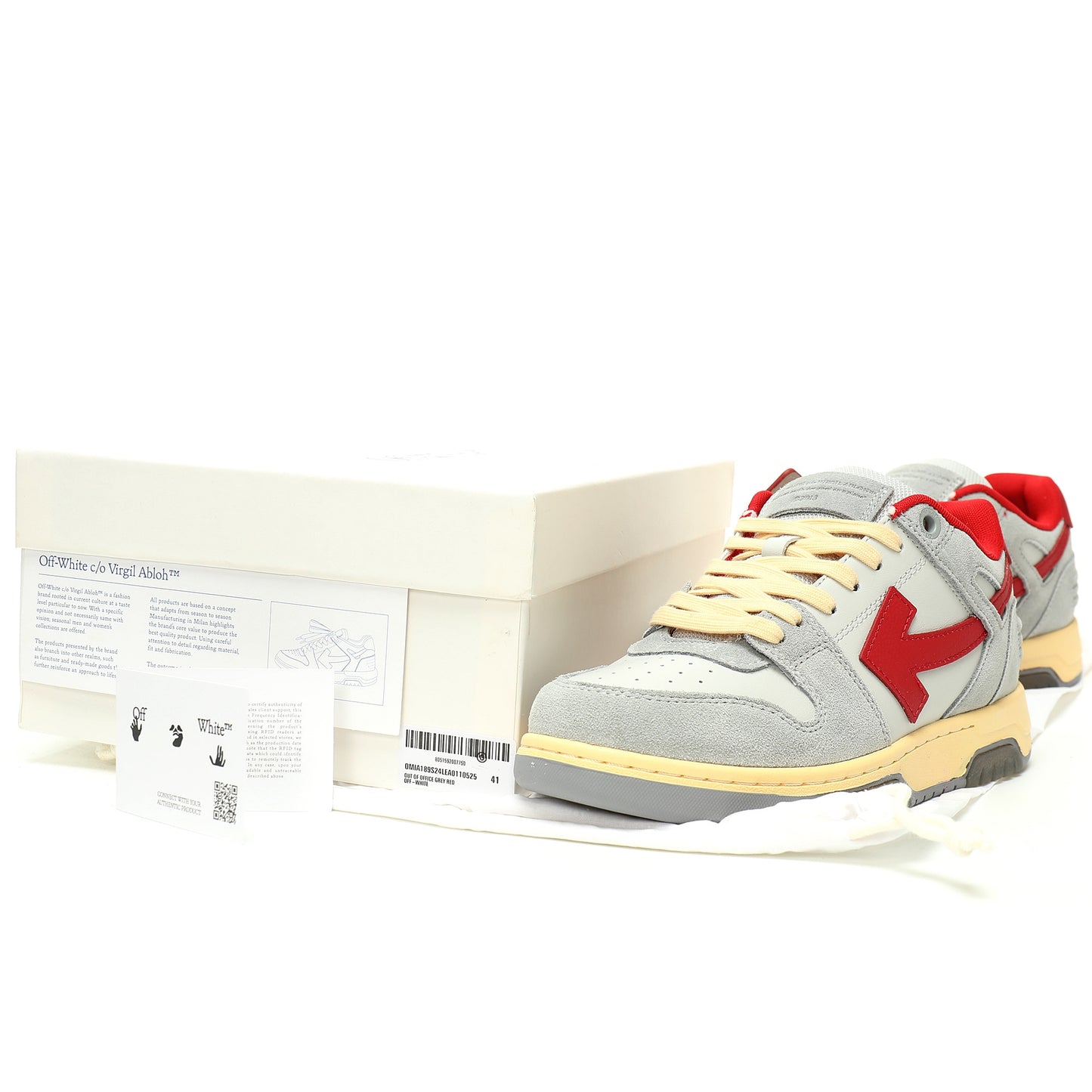 Off-White™ "Out Of Office" OOO Sneaker   Grey/White/Red
